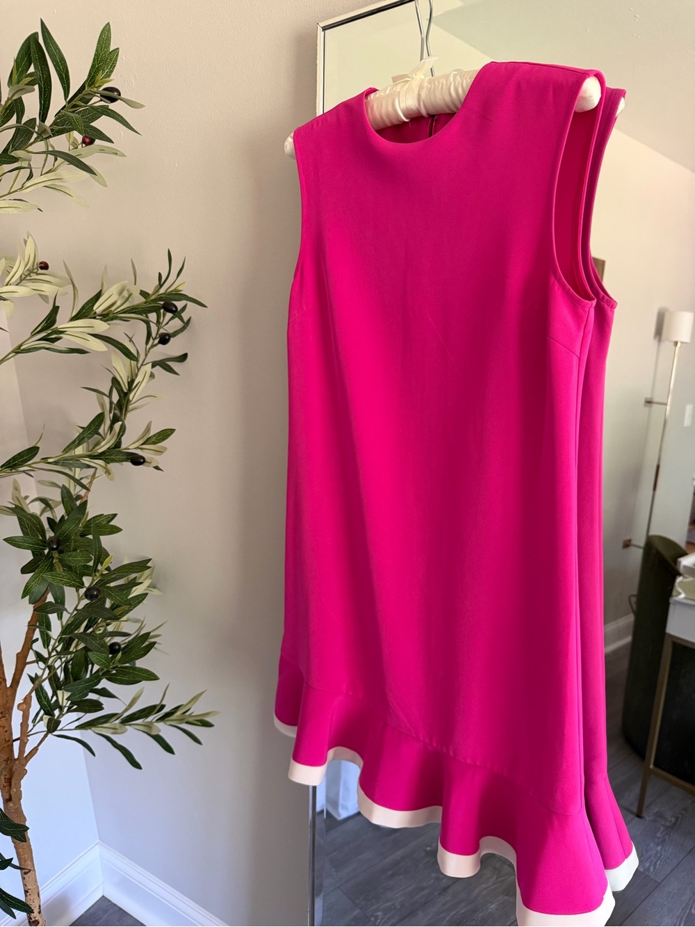 Pink Victoria Beckman x Target Midi Dress with White Flounce Size XS EUC